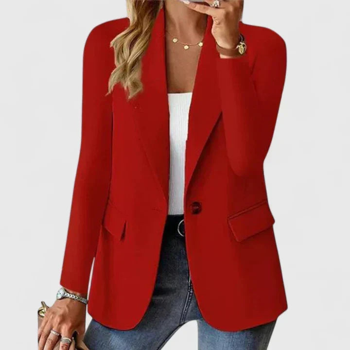 Women's Classic Tailored Jacket for Business Occasions in Red