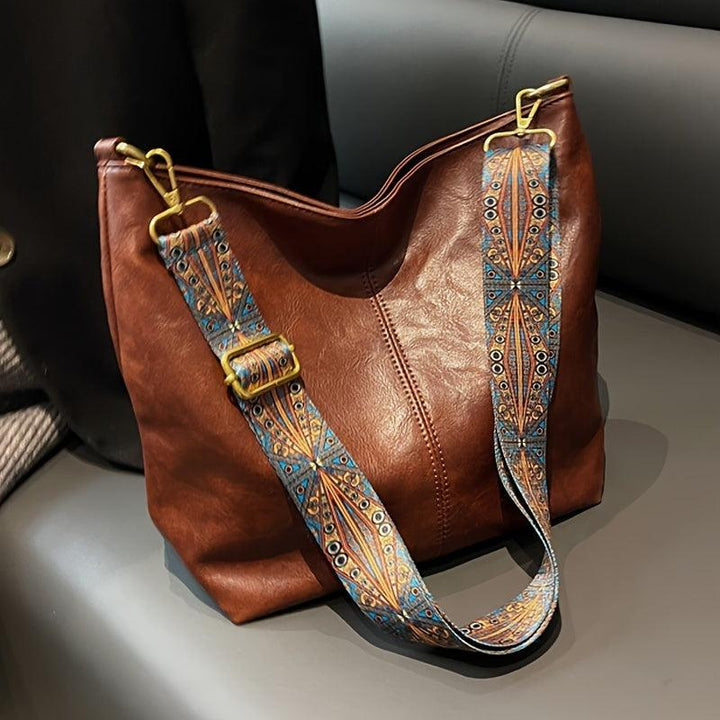 Women's Classic Tote Bag with Adjustable Strap in Brown