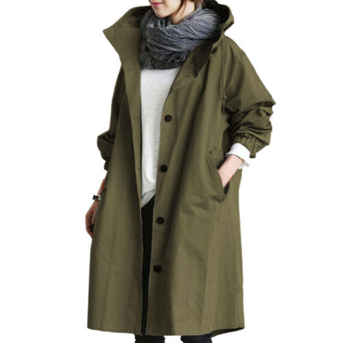 Women's Classic Trenchcoat for Autumn Versatility in Armeegrün