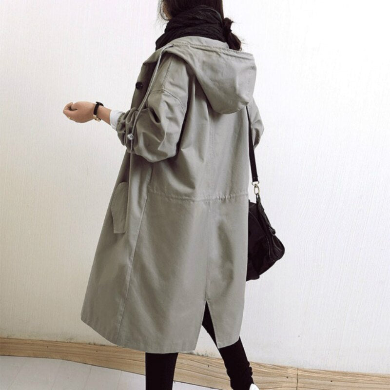 Women's Classic Trenchcoat for Autumn Versatility in Grey 1