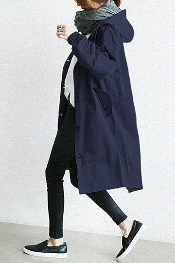 Women's Classic Trenchcoat for Autumn Versatility in Navy