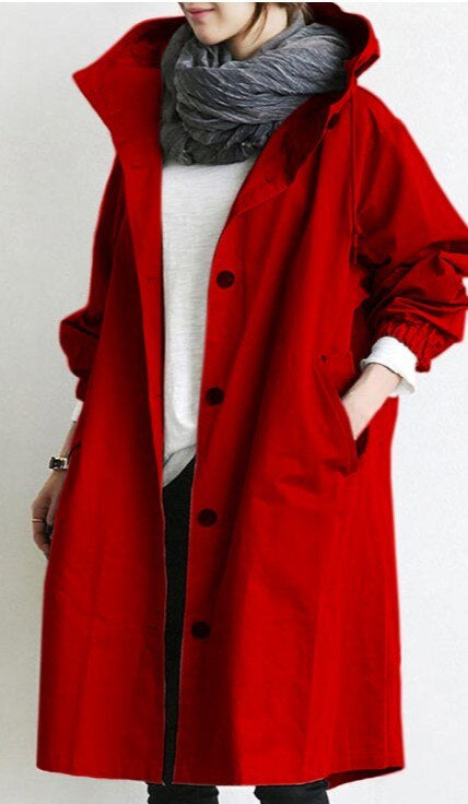 Women's Classic Trenchcoat for Autumn Versatility in Red