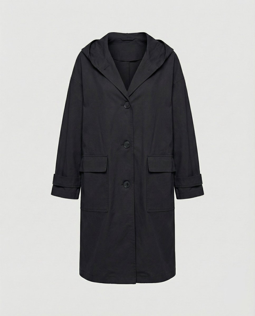 Women's Classic Waterproof Trench Coat for Autumn in Black