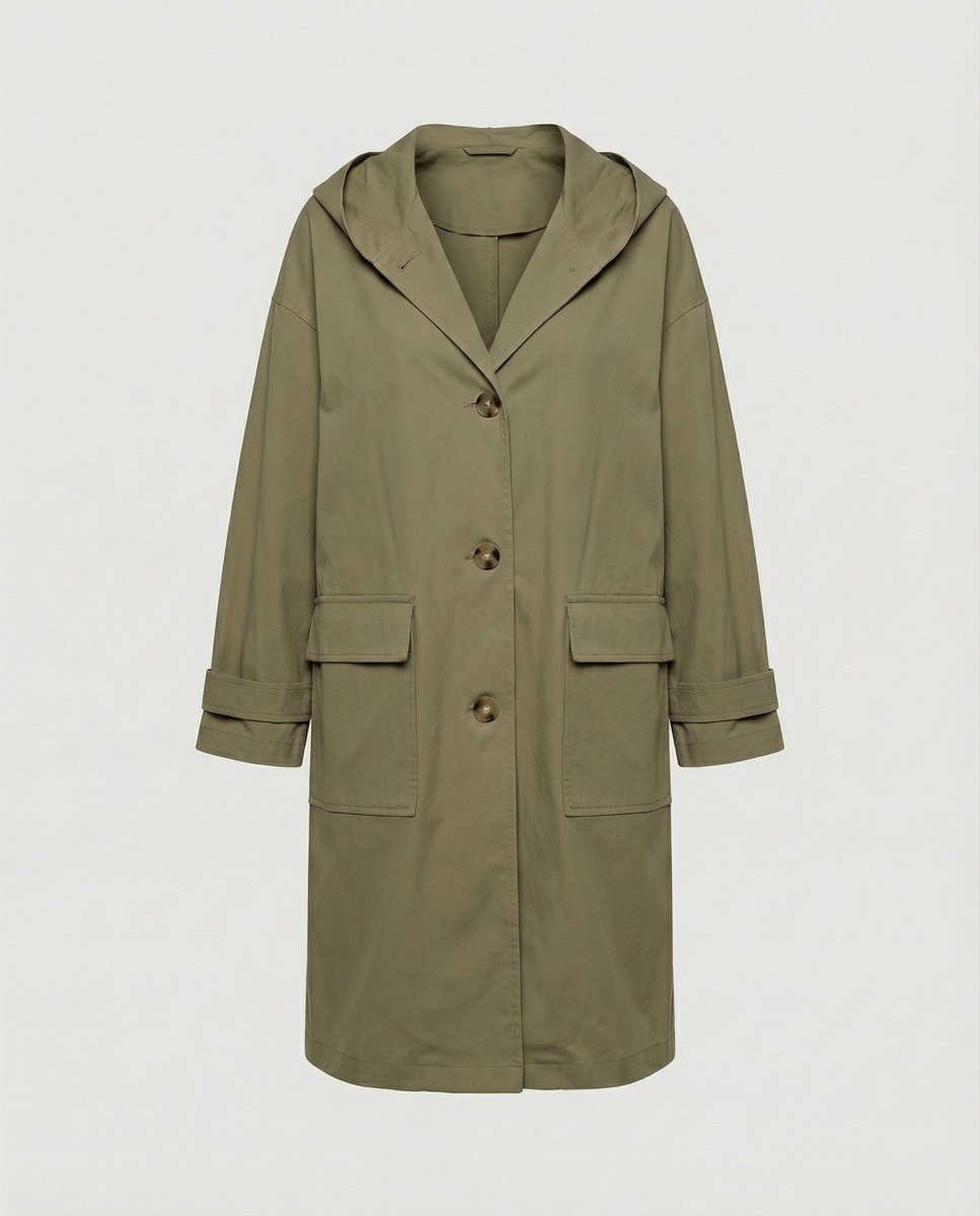 Women's Classic Waterproof Trench Coat for Autumn in Green