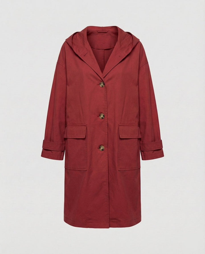 Women's Classic Waterproof Trench Coat for Autumn in Red
