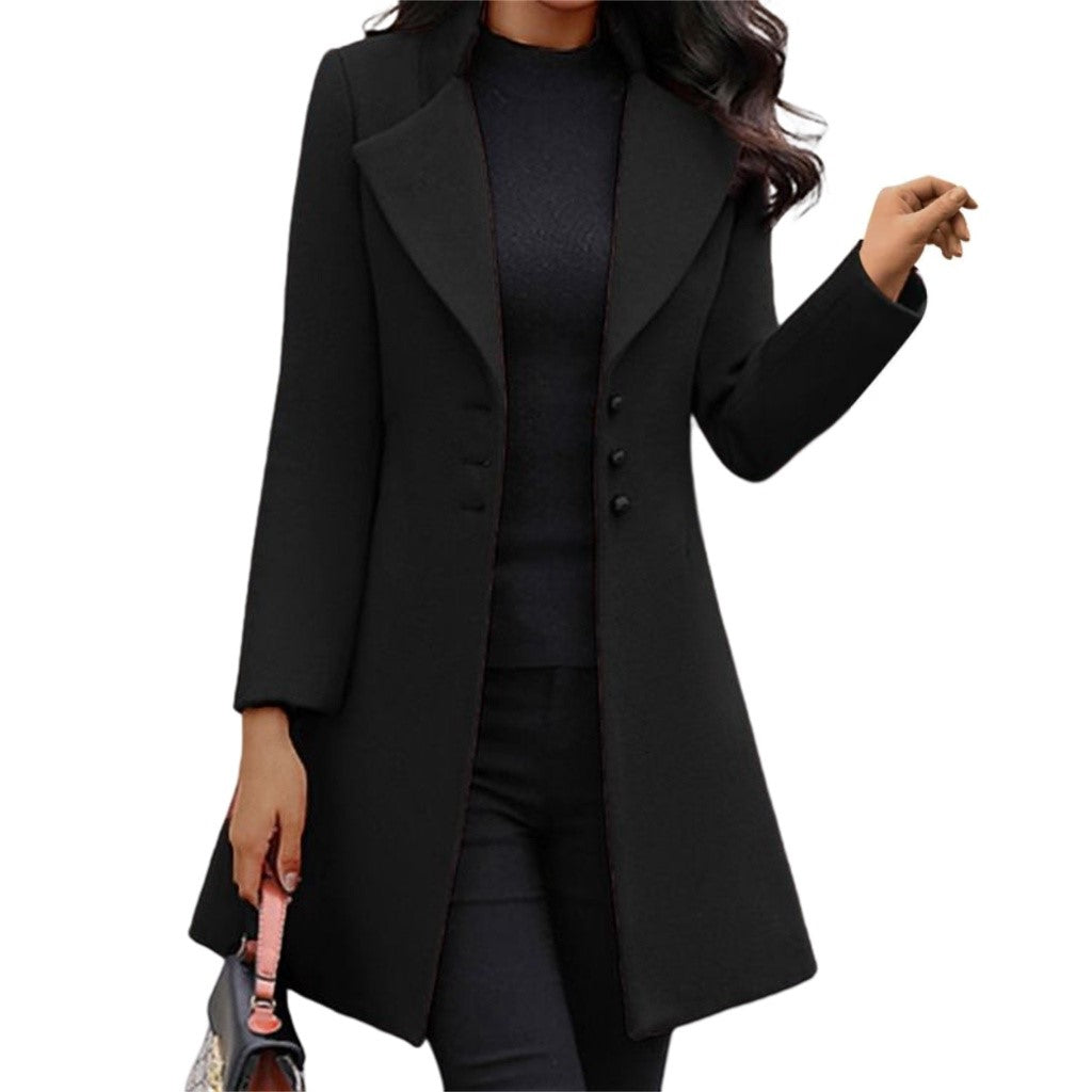 Women's Coat in Elegant Tailored Trench Design in Black