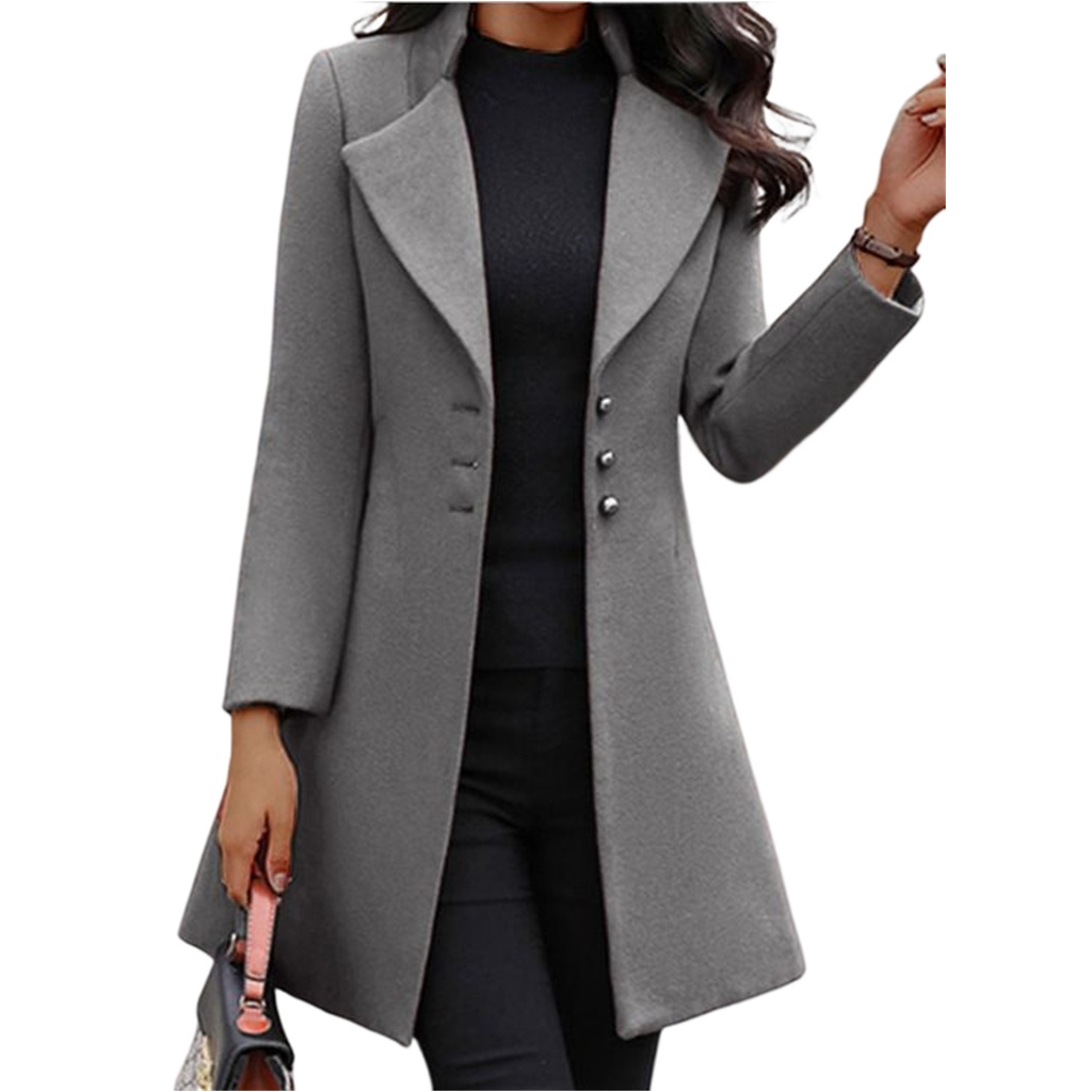 Women's Coat in Elegant Tailored Trench Design in Grey