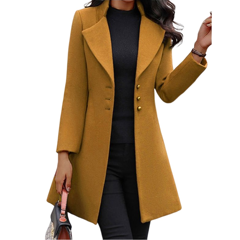 Women's Coat in Elegant Tailored Trench Design in Yellow