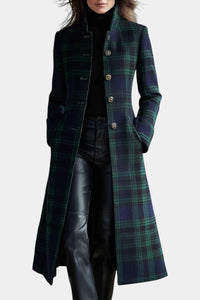 Holly | Women's Coat with Checkered Midi Pattern