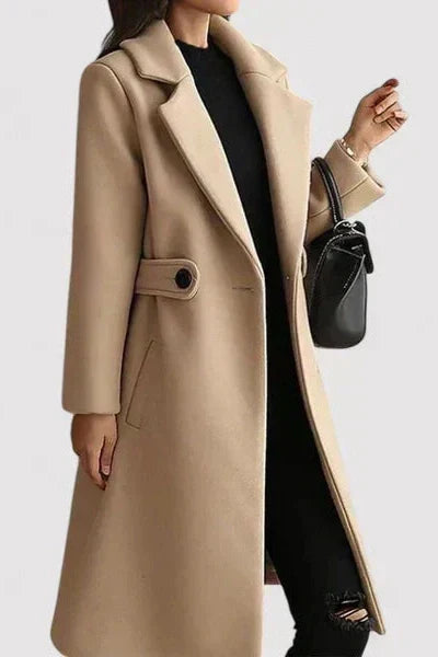 Women's Coat with Tailored Wool Belt in Beige 2