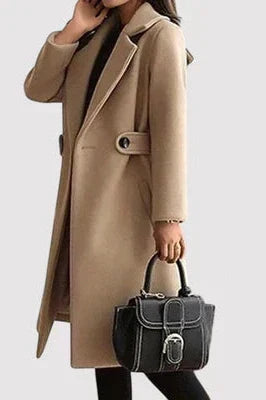 Women's Coat with Tailored Wool Belt in Beige 3