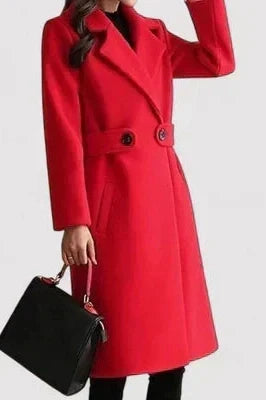 Women's Coat with Tailored Wool Belt in Beige 5