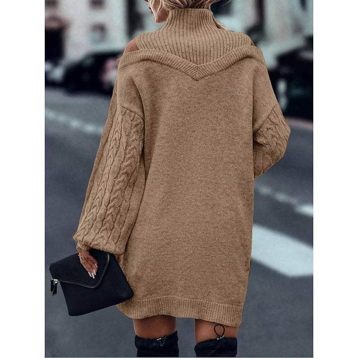 Women's Cold-Shoulder Mini Jumper Dress for Autumn (5)