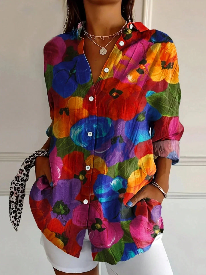 Women's Colorful Blouse with Artistic Print in Mix 2