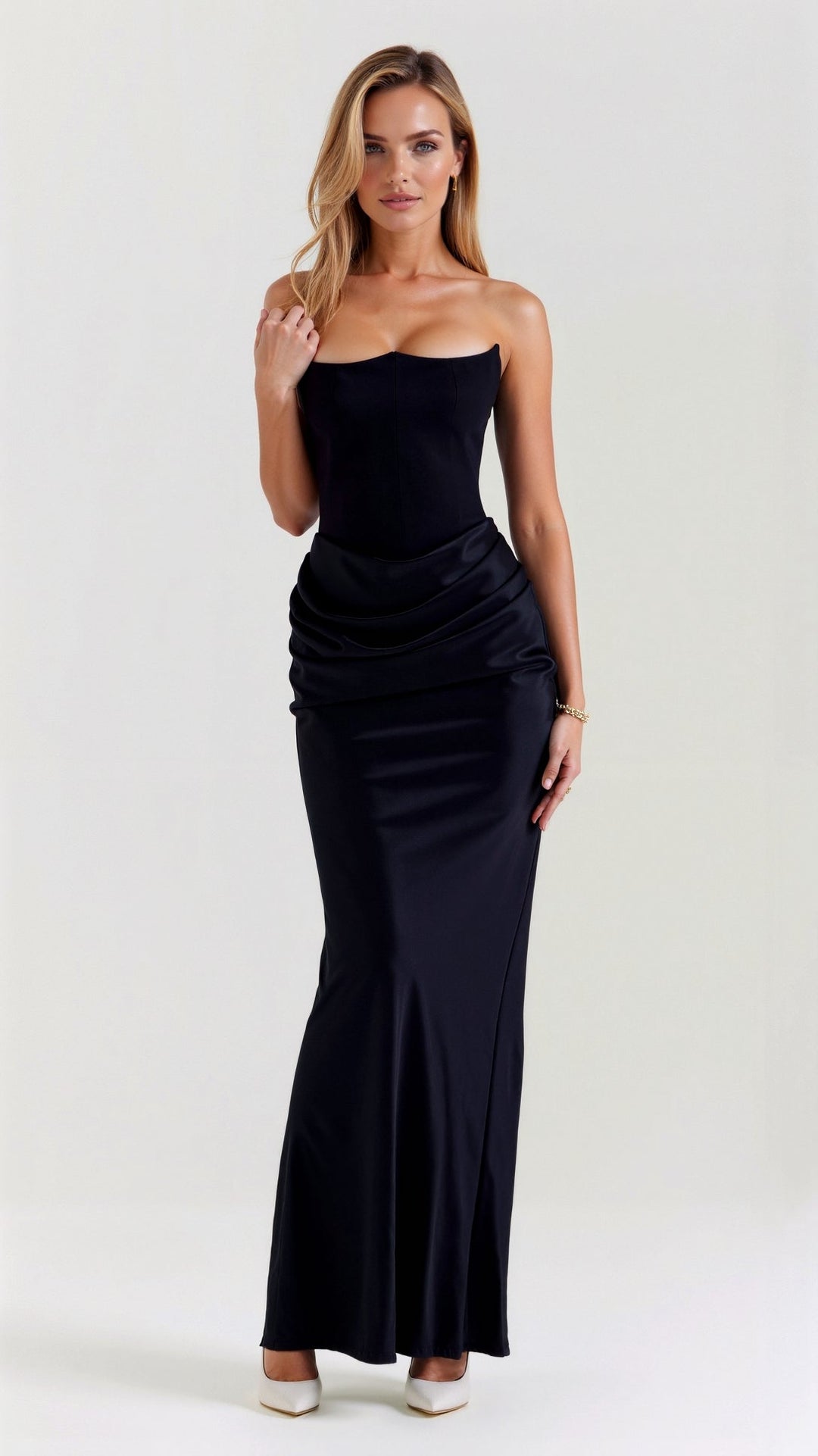 Women's Column Maxi Dress for Wedding Guests in Black