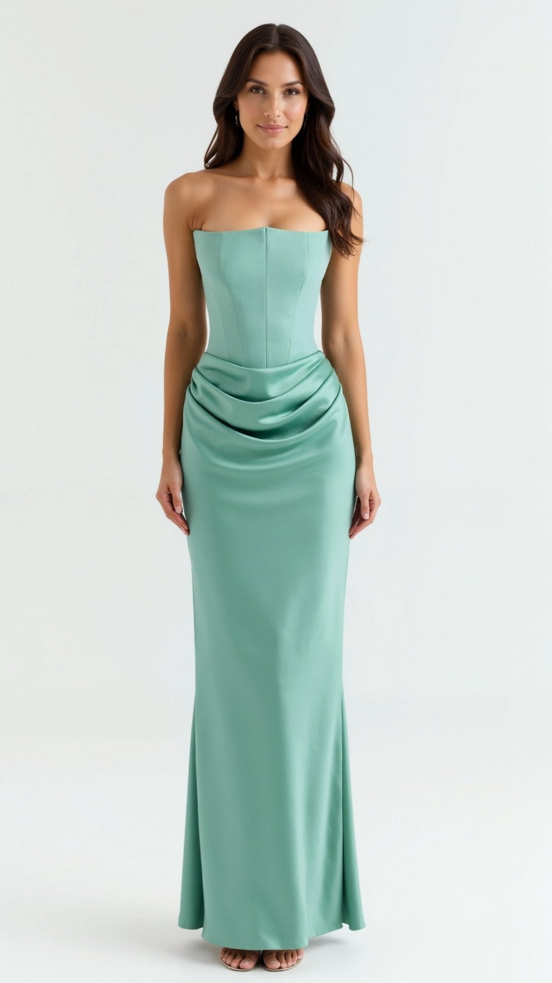 Women's Column Maxi Dress for Wedding Guests in Mint Green 1