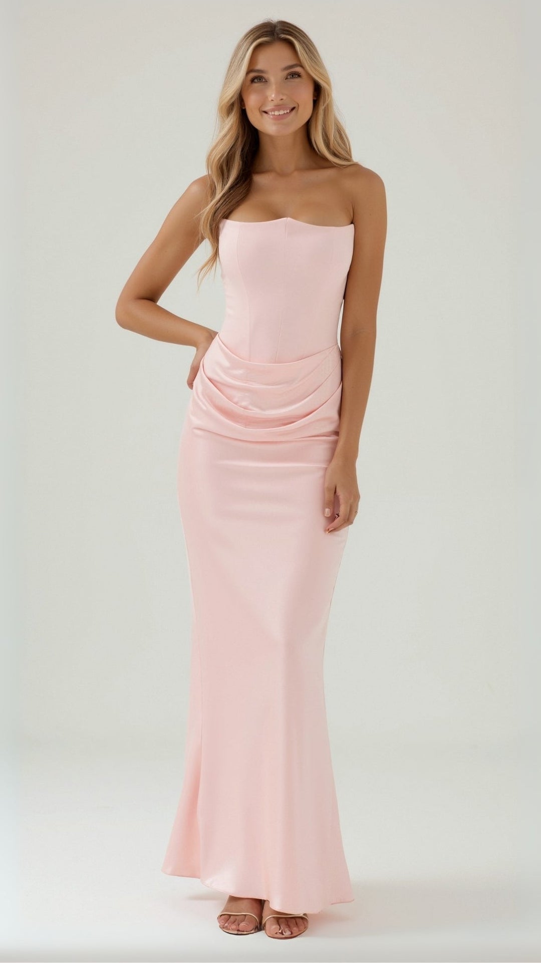 Women's Column Maxi Dress for Wedding Guests in Pink