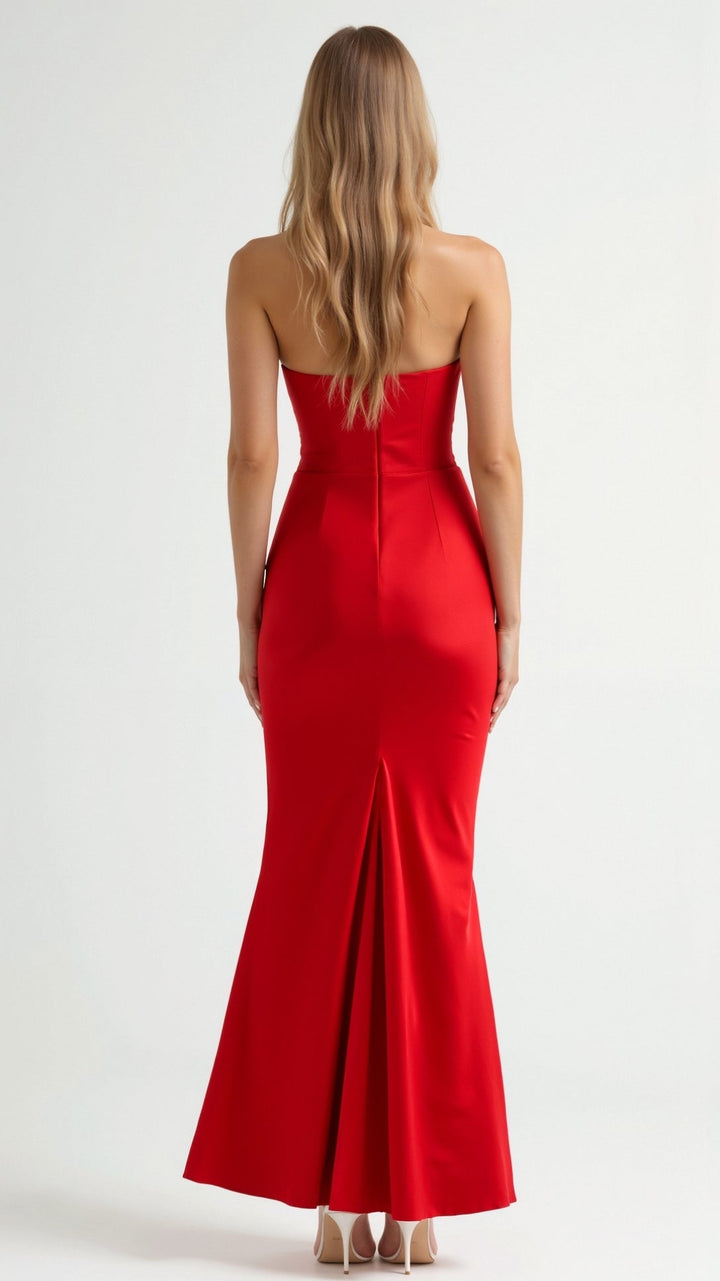 Women's Column Maxi Dress for Wedding Guests in Red 2