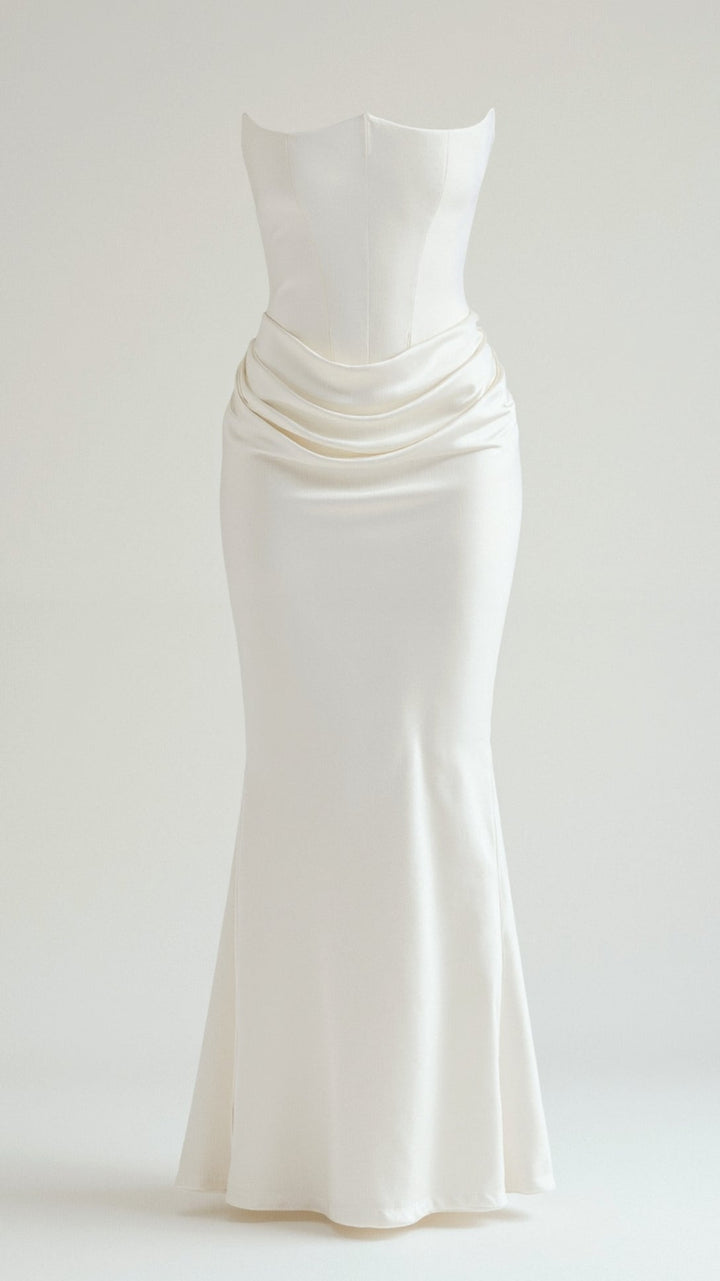 Women's Column Maxi Dress for Wedding Guests in White 8