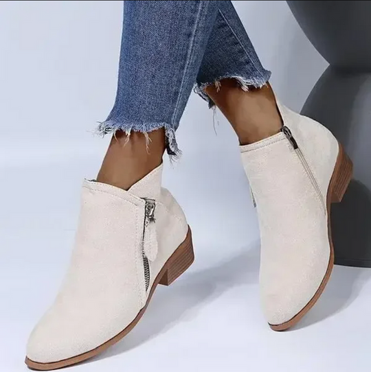 Women's Comfortable Ankle Boots for All-Day Wear in Beige