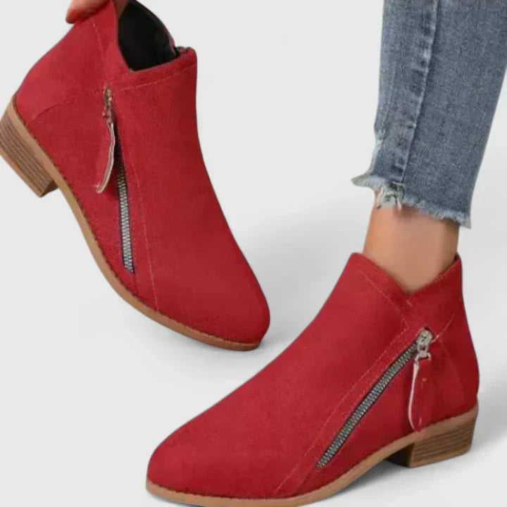 Women's Comfortable Ankle Boots for Autumn Weekends in Red