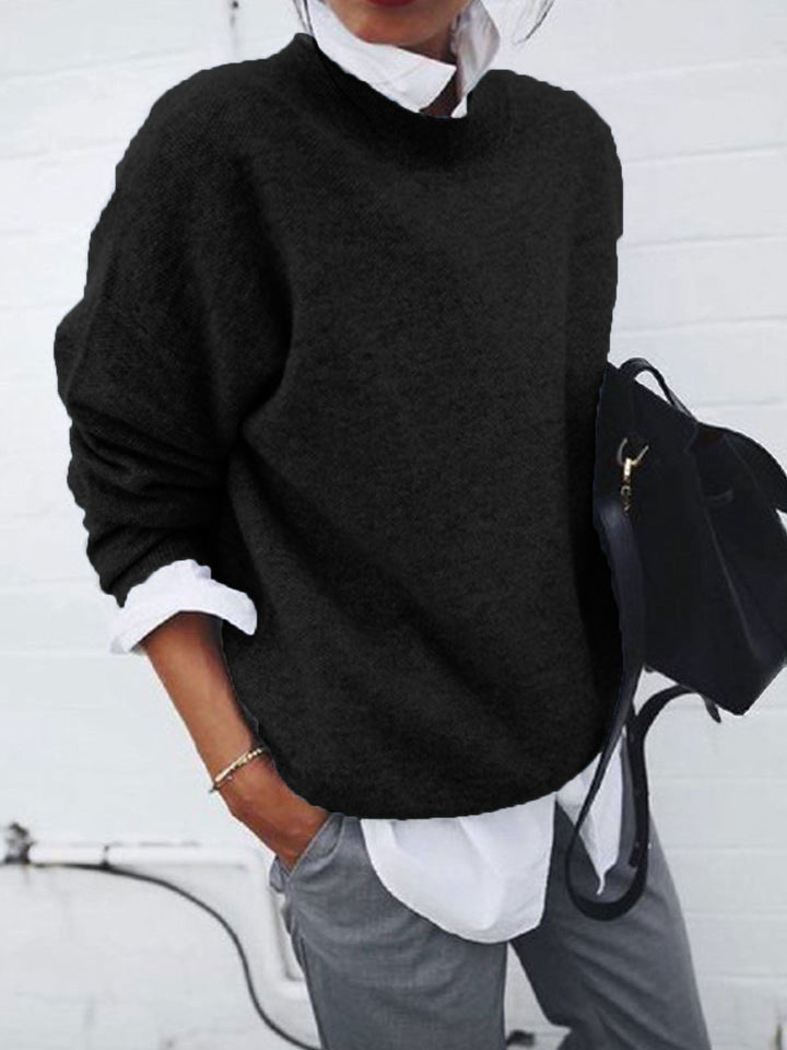 Women's Comfortable Casual Long Sleeve Pullover in Black
