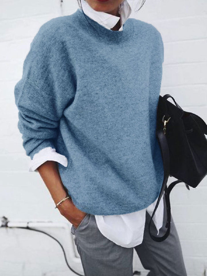 Women's Comfortable Casual Long Sleeve Pullover in Blue