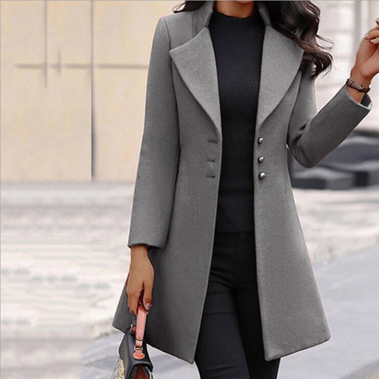 Women's Comfortable Evening Coat with Style in Dark Grey