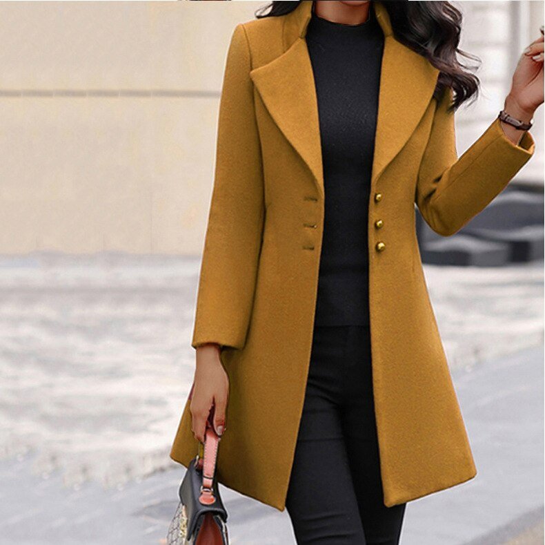 Women's Comfortable Evening Coat with Style in Yellow