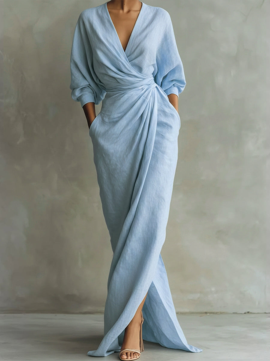 Women's Comfortable Everyday Fall Dress in Light Blue