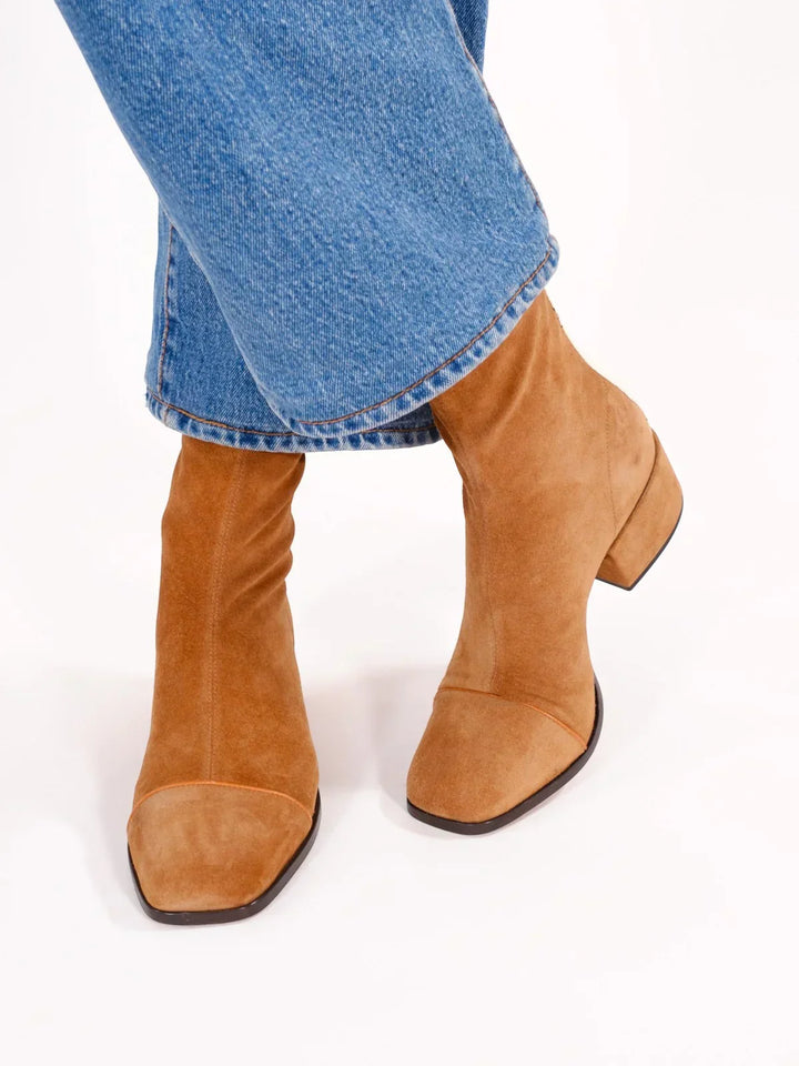 Women's Comfortable Suede Ankle Boots in Beige
