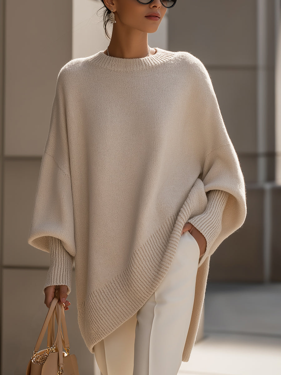Women's Contemporary Wool Blend Oversized Sweater in Beige (Almost Sold Out)