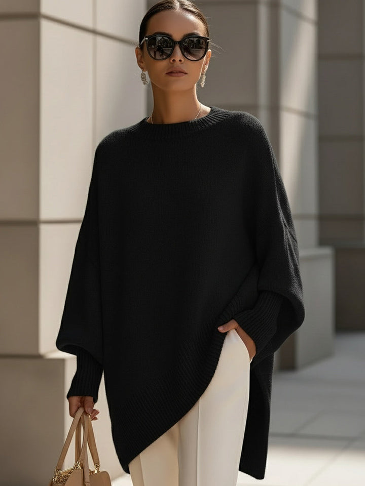 Women's Contemporary Wool Blend Oversized Sweater in Black