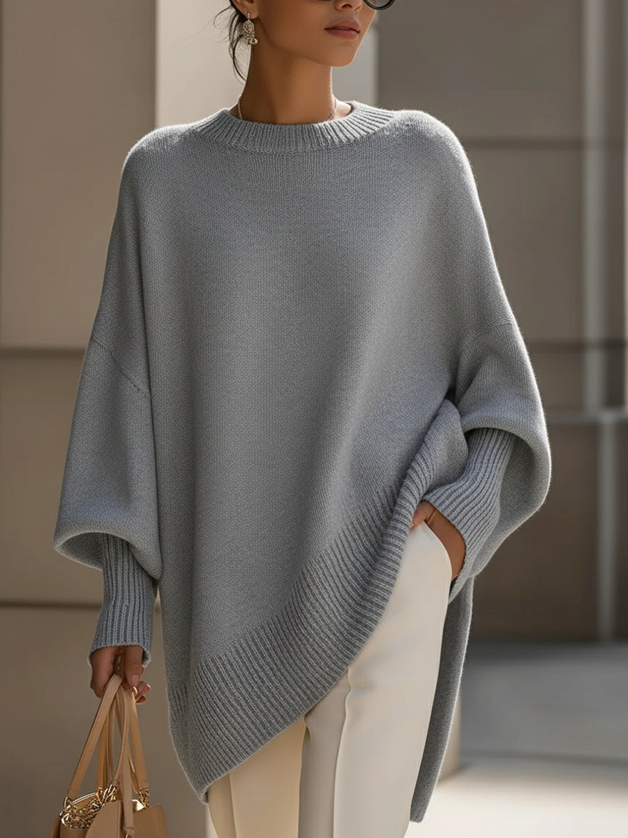 Women's Contemporary Wool Blend Oversized Sweater in Grey