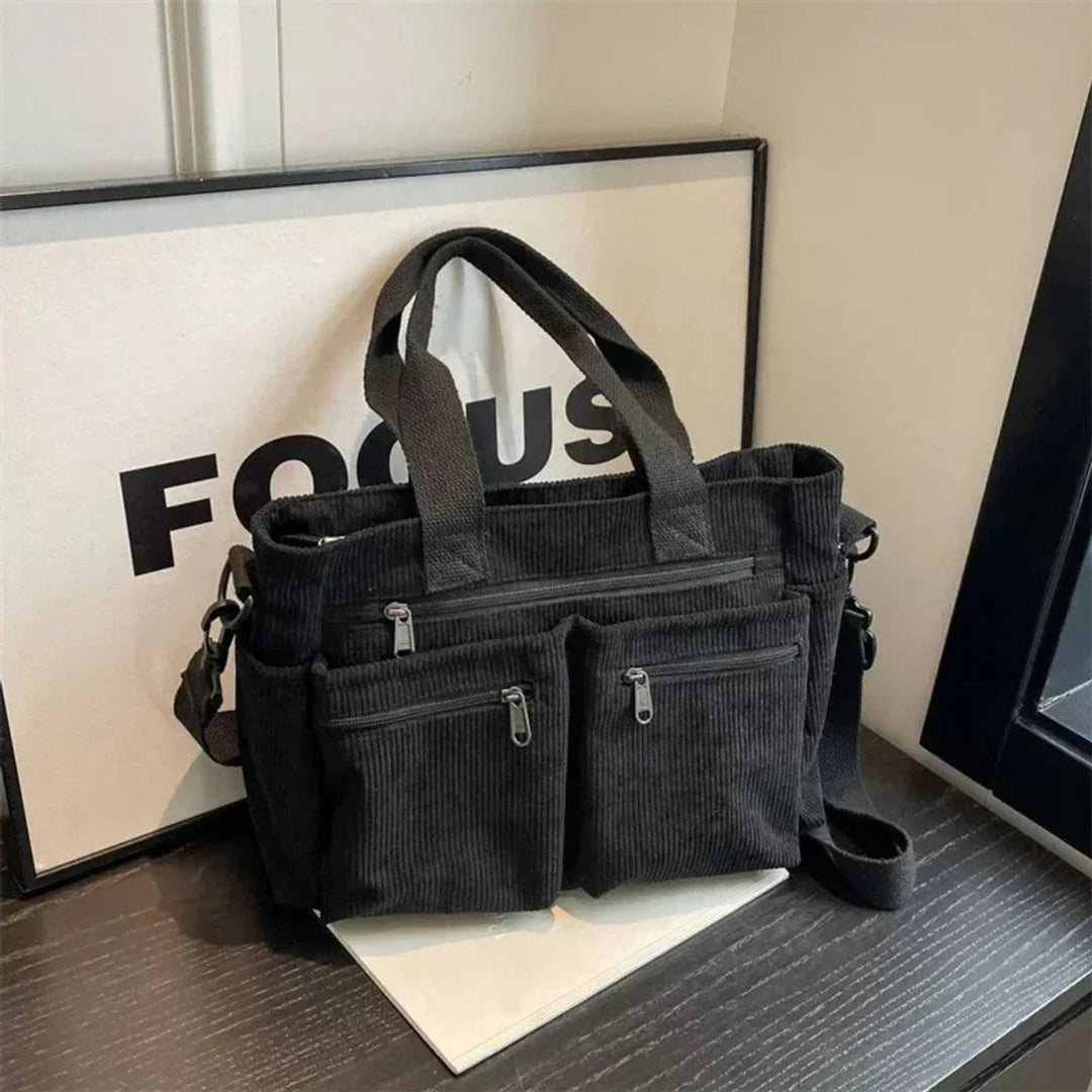 Women's Cord Tote Bag for Everyday in Black