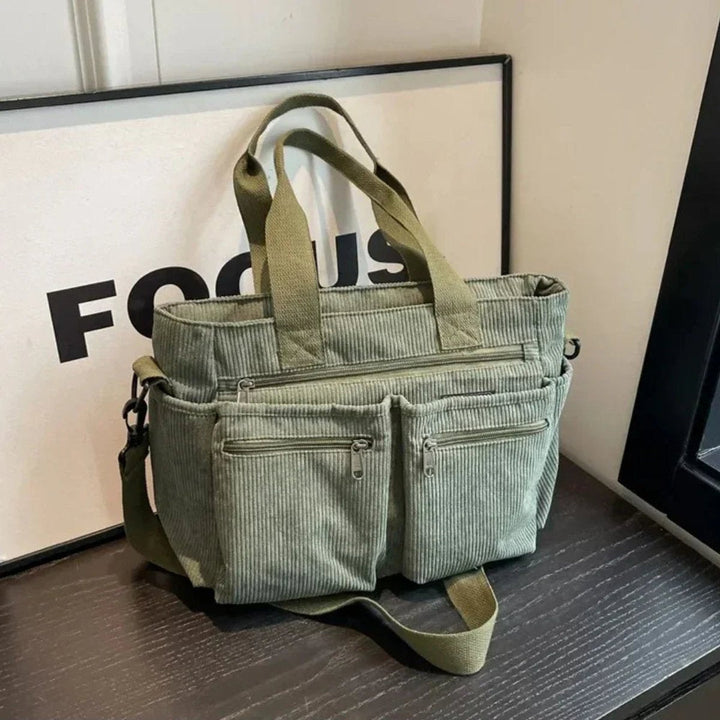 Women's Cord Tote Bag for Everyday in Green