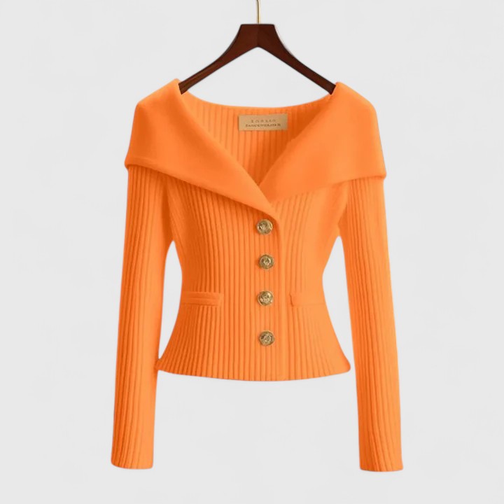 Women's Cosy Knit Cardigan for Autumn in Orange
