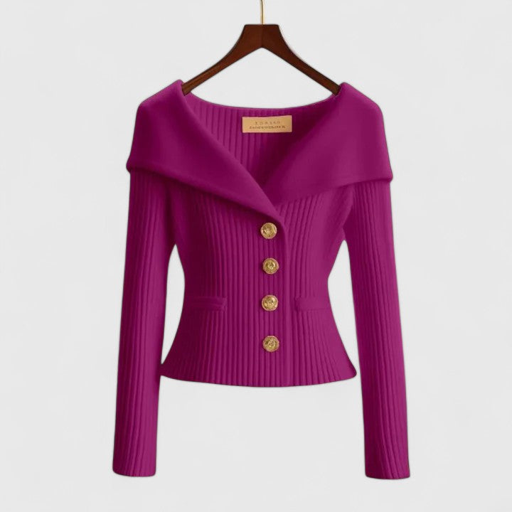 Women's Cosy Knit Cardigan for Autumn in Purple