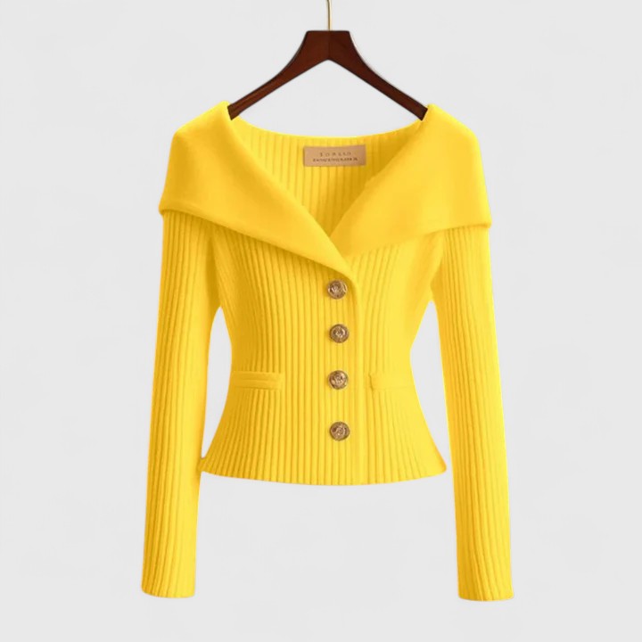 Women's Cosy Knit Cardigan for Autumn in Yellow