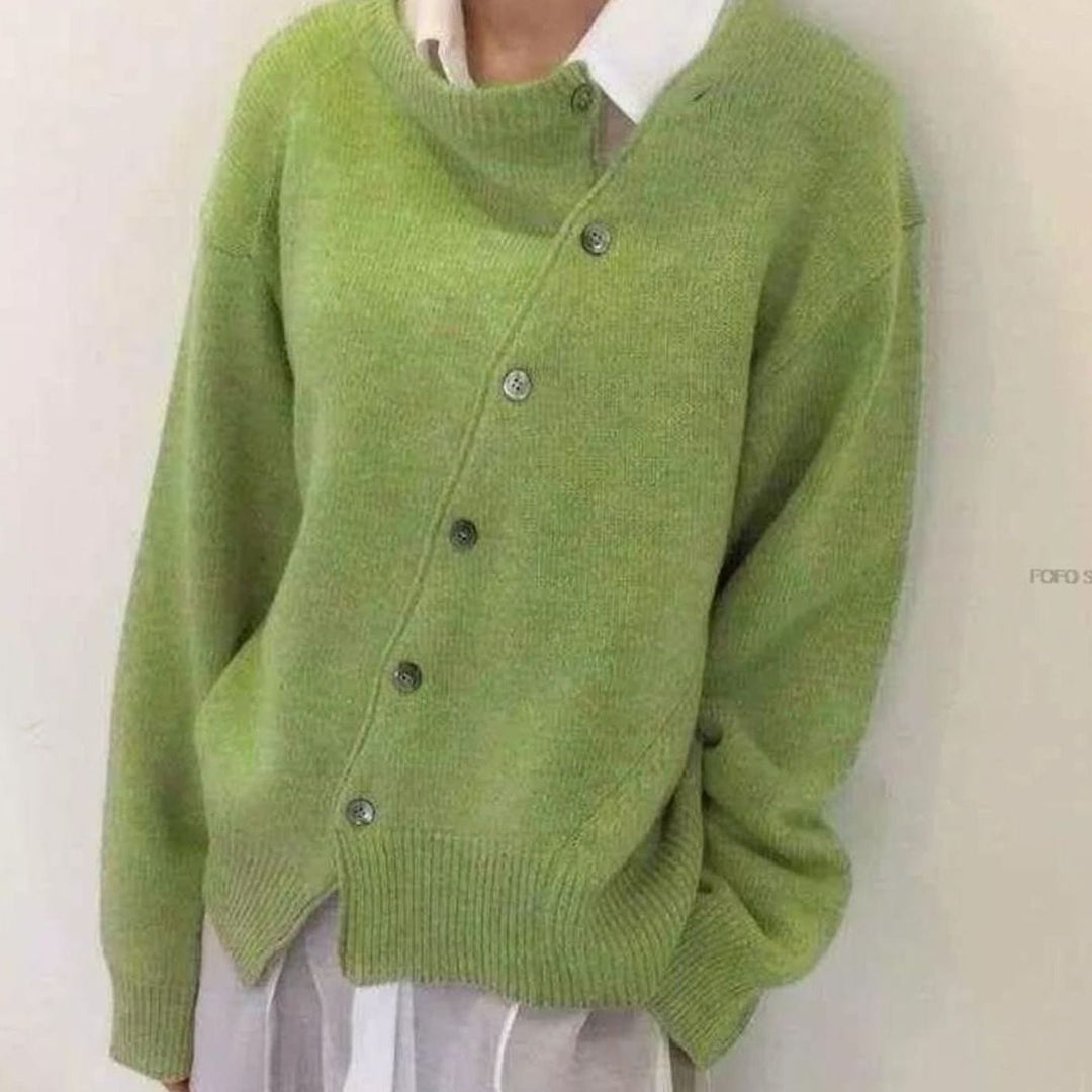 Women's Cosy Knit Jumper Cardigan in Green