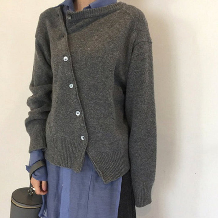 Women's Cosy Knit Jumper Cardigan in Grey