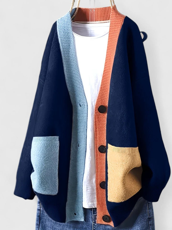 Women's Cosy Oversized Cardigan for Layering in Blue