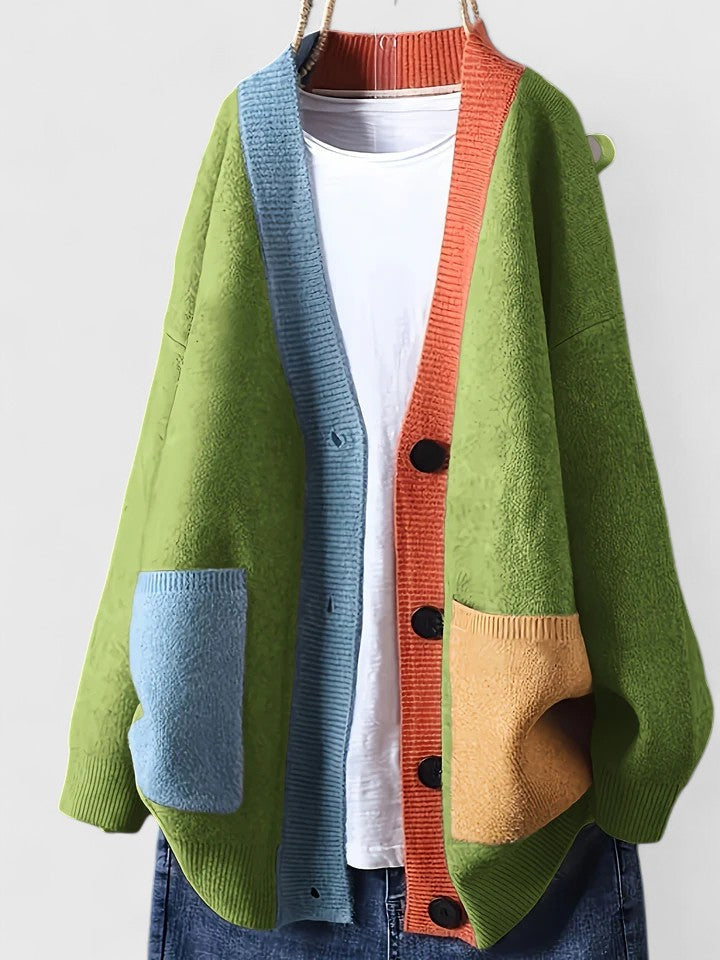 Women's Cosy Oversized Cardigan for Layering in Green