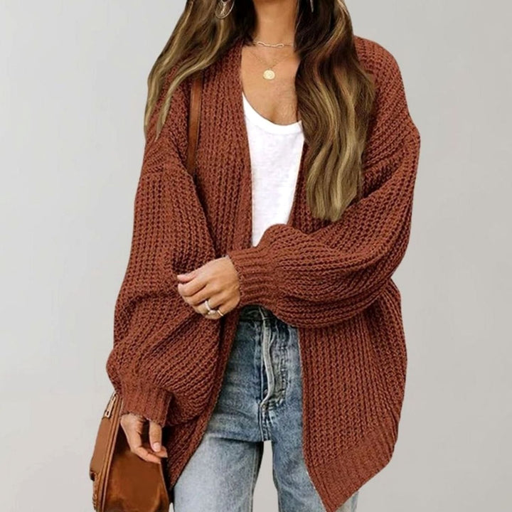 Women's Cosy Oversized Chunky Knit Cardigan in Coffee