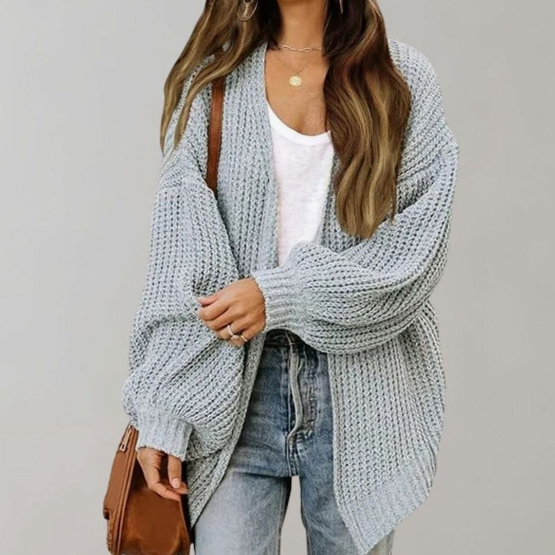 Women's Cosy Oversized Chunky Knit Cardigan in Grey