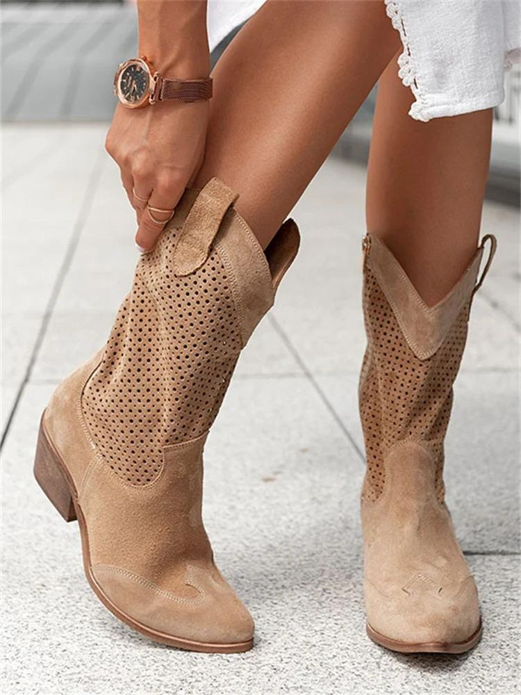 Women's Cowboy Boots for Autumn Outfits in Brown
