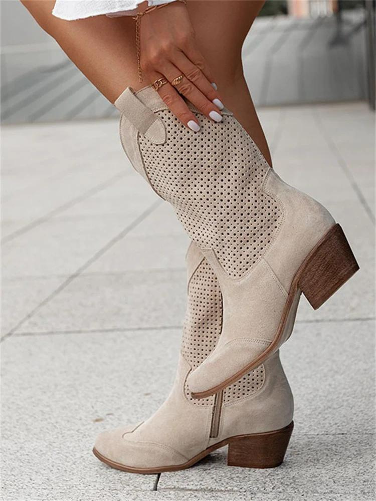 Women's Cowboy Boots for Autumn Outfits in Khaki