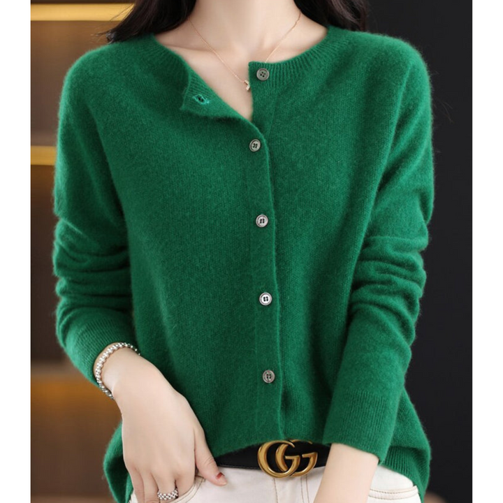 Women's Cozy Crew Neck Pullover for Autumn in Dark Green