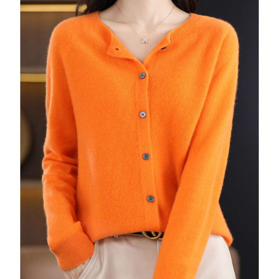 Women's Cozy Crew Neck Pullover for Autumn in Orange