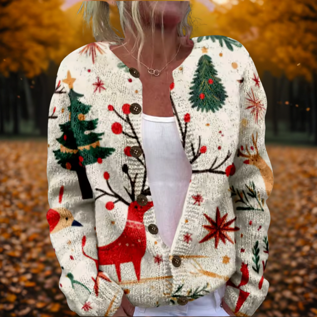 Women's Cozy Knit Cardigan for Autumn Layering in Multicolour
